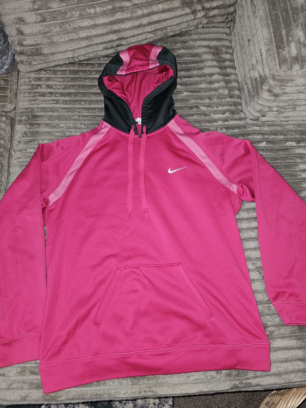 Nike Hot Pink Hooded Athletic Pullover with Black Lined Hood - SW3